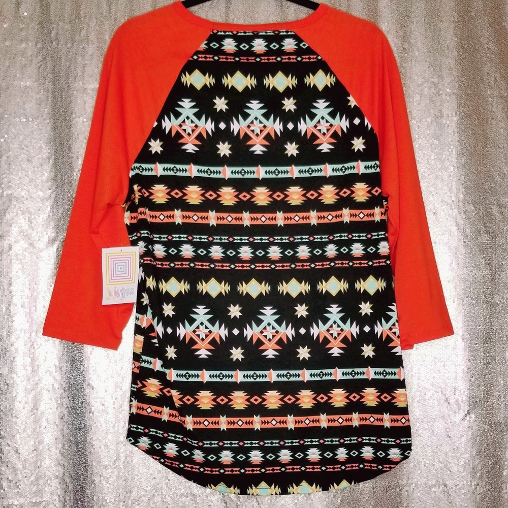 LuLaRoe BNWT L Randy tee - orange Aztec - Picture 2 of 8